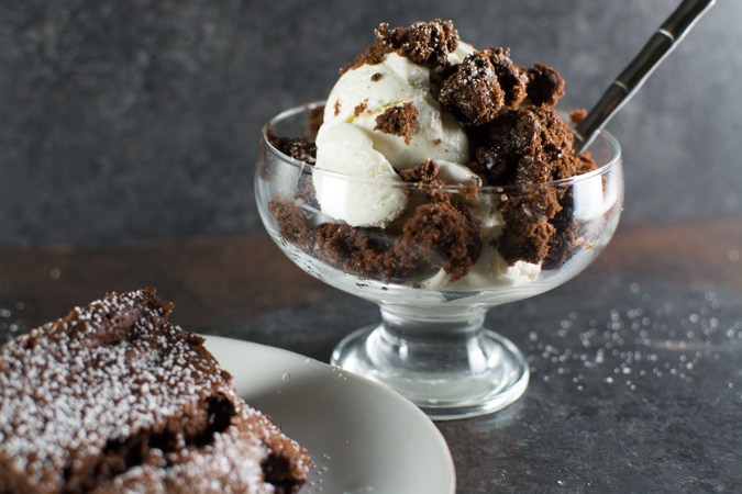 Bittersweet Chocolate Brownies and Vanilla Ice Cream