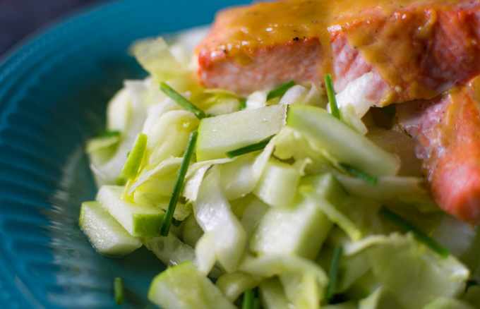 Honey Mustard Salmon with Endive and Apple Salad