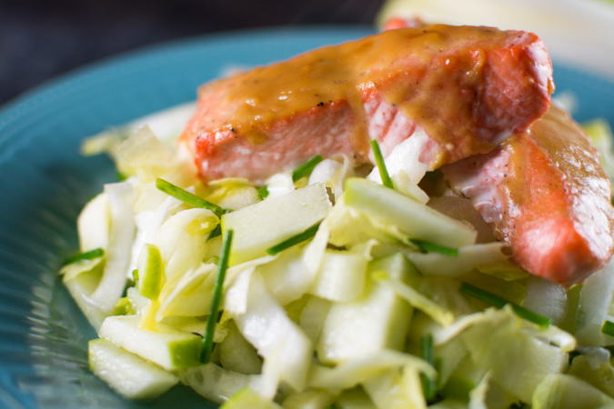 Honey Mustard Salmon with Endive and Apple Salad